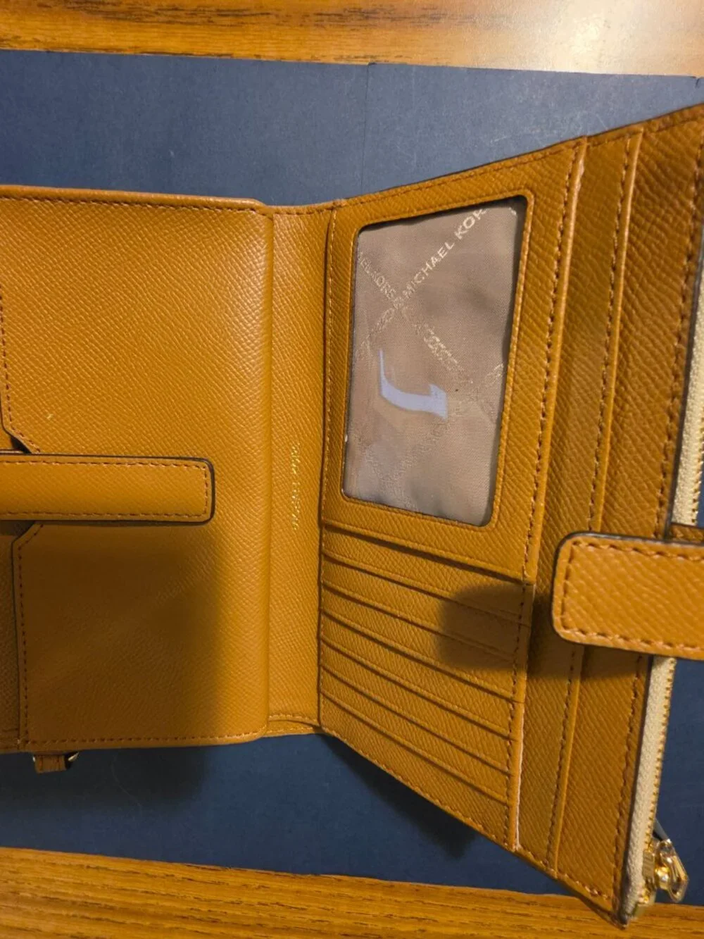 NWOT Michael Kors Adele Double Zip Wristlet Gold Metallic MK Signature - Picture 5 of 9